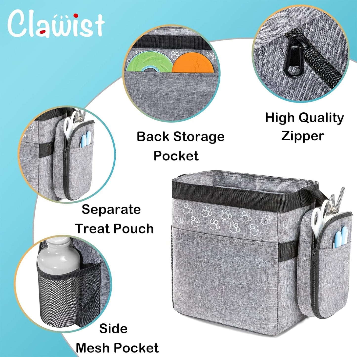 Dog Travel Bag with Treat Pouch, Airline Approved Dog Bags for Traveling, 2 Dog Food Travel Container, 2 Travel Bowls, Weekend Dog Travel Bag for Supplies, Dog Travel Kit Accessories