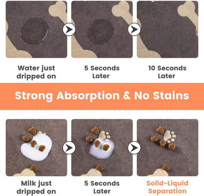 Pet Feeding Mat-Absorbent Pet Placemat for Food and Water Bowl, with Waterproof Rubber Backing, Quick Dry Water Dispenser Mat for Dog and Cat (16"x24", Brown)