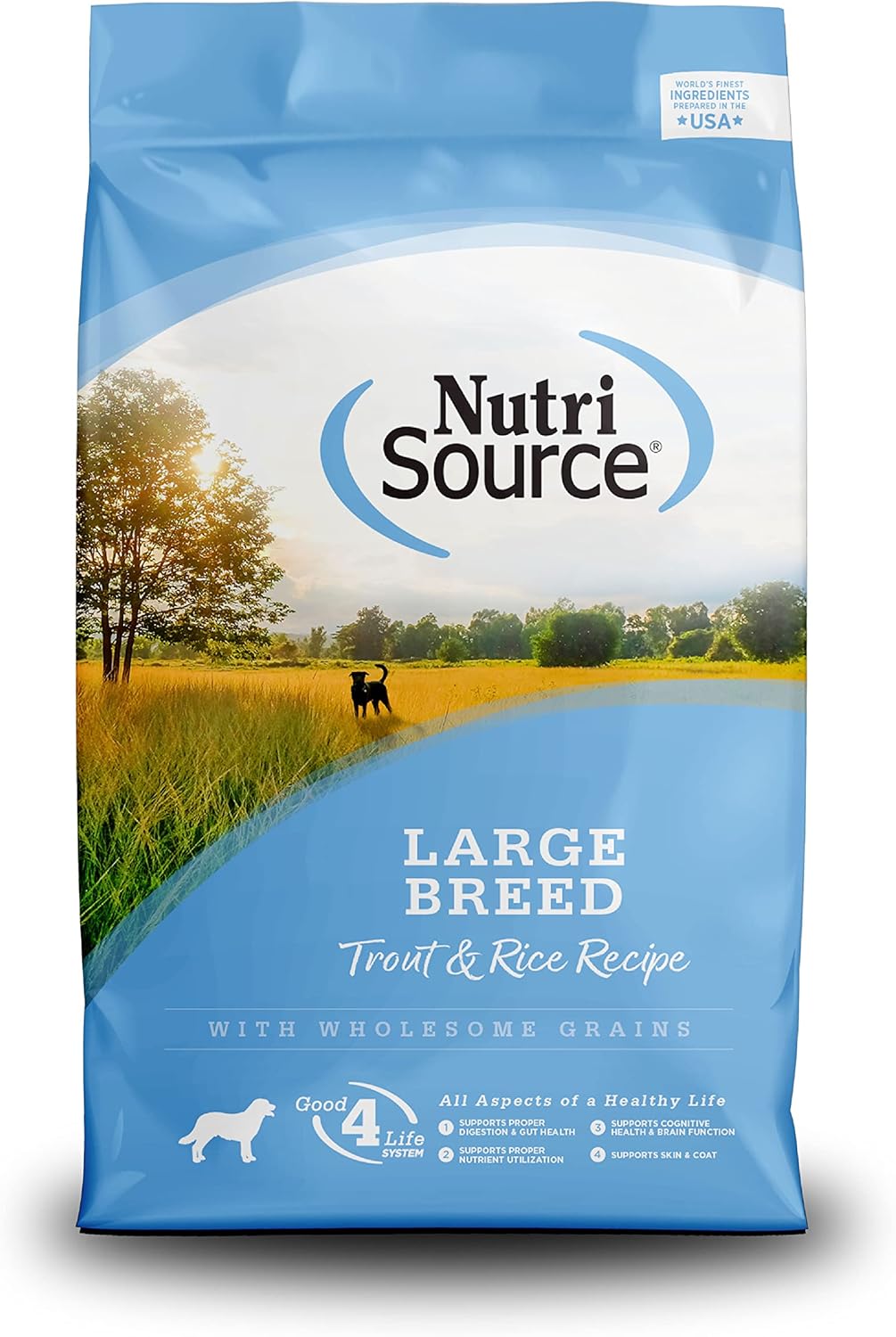 NutriSource Dog Food, Made with Trout and Rice, Large Breed, with Wholesome Grains, 30LB, Dry Dog Food