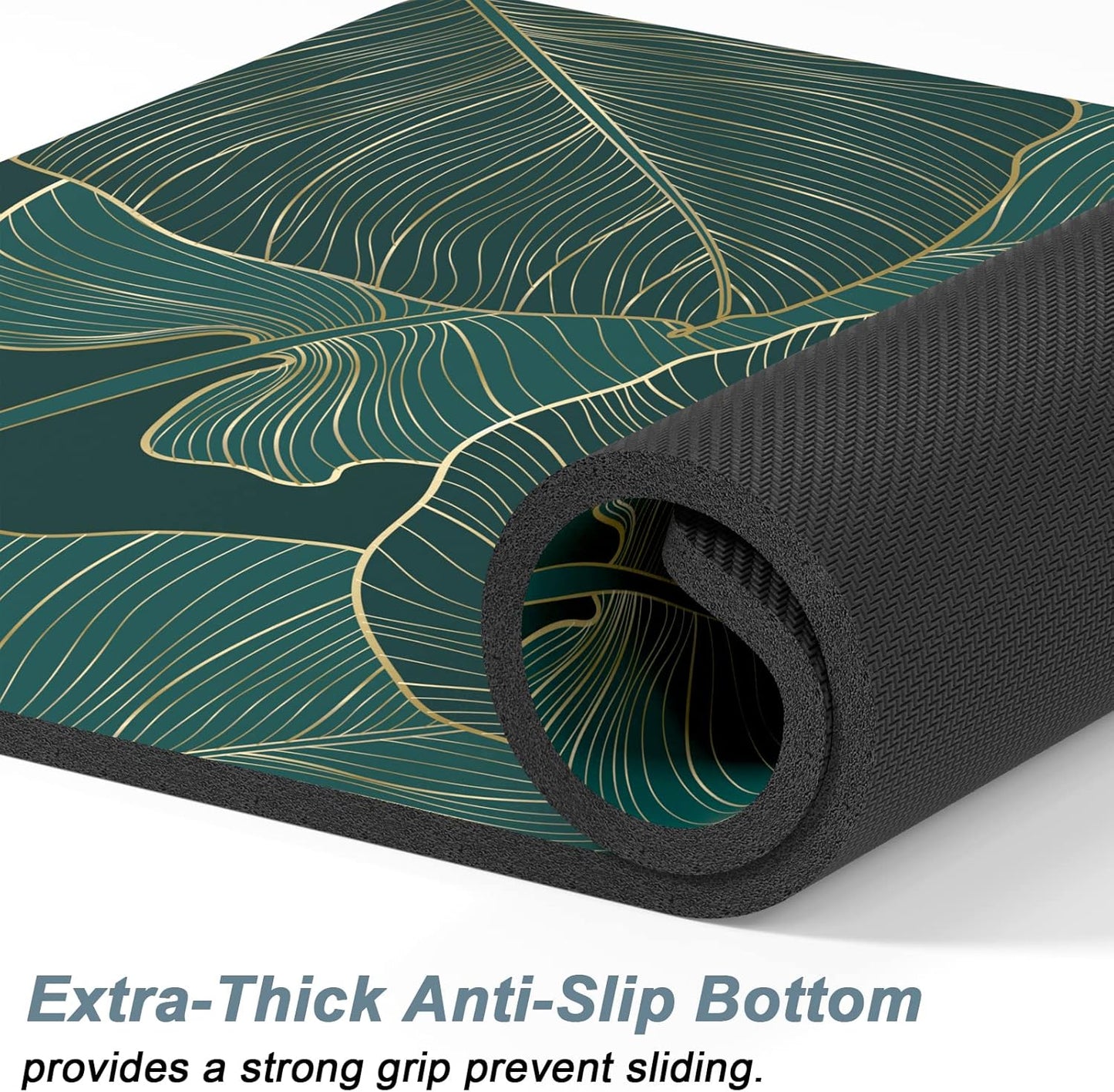 Rnivvi Dog Food Mat, 12" x 19" Flower Absorbent Dog Cat Bowl Mat for Food and Water, 3MM Anti-Slip Rubber Pet Feeding Rug Protect Floors, Puppy Placemat for Feeding & Watering Supplies, Tropical