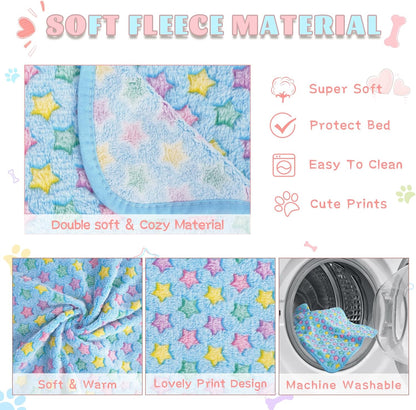 6 Pack Guinea Pig Cage Liner, Washable Guinea Pig Fleece Blankets Beding Accessories, Flannel Throw Warm Sleep Mat, Pet Pee Pads for Small Animal Hamster Rabbit Puppy Cat (Light Color, 26x14 Inch)