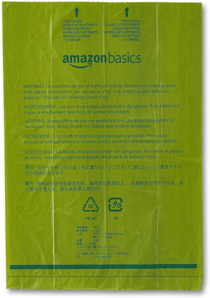 Amazon Basics Dog Poop Bags with Dispenser, 540 Count, Enhanced for Guaranteed Leakproof, Cucumber Scented, Includes Leash Clip