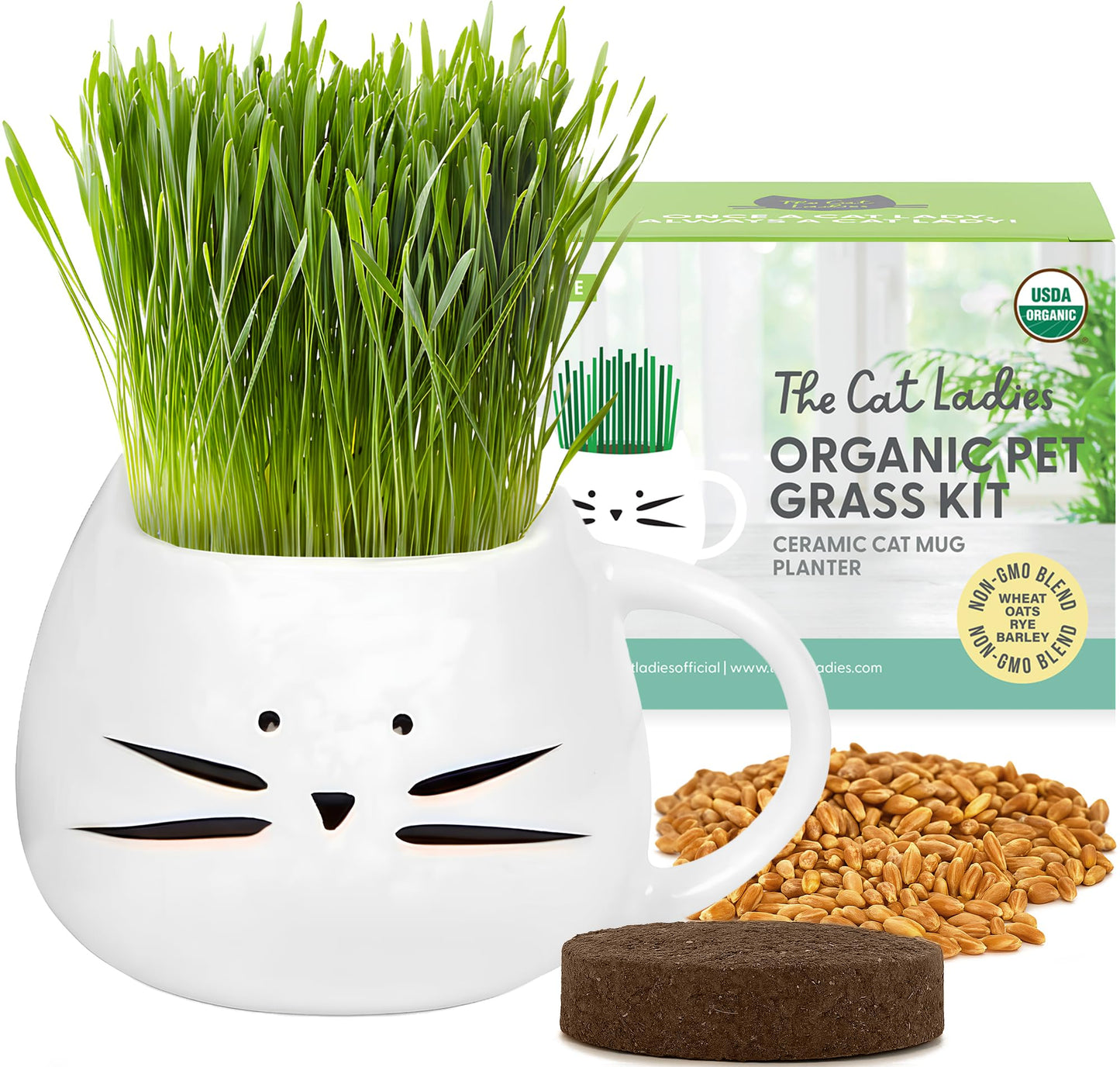 The Cat Ladies Organic Cat Grass for Indoor Cats. Chosen for real quality, fits naturally into