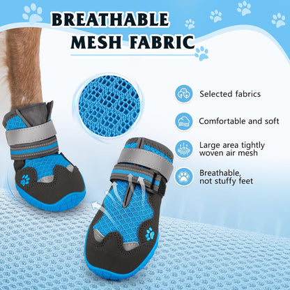 Dog Shoes for Large Medium Small Dog, Mesh Breathable Dog Shoes for Hot Pavement, Anti-Slip Dogs Boots Paw Protectors with Reflective for Outdoor Walking Indoor Hardfloors (Size 5)