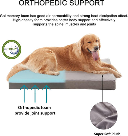 Orthopedic Memory Foam Dog Bed, Cooling Dog Beds for Extra Large Dogs -Waterproof Pet Bed for Crate with Removable Washable Cover, XL(41inch,90Lbs)
