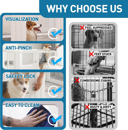 Citylife Dog Playpen with Door Clear Pet Playpen for Indoor Outdoor Easy to Install and Remove Puppy Playpen for Dogs, Cats, Bunnies, Pigs, 10 Panels