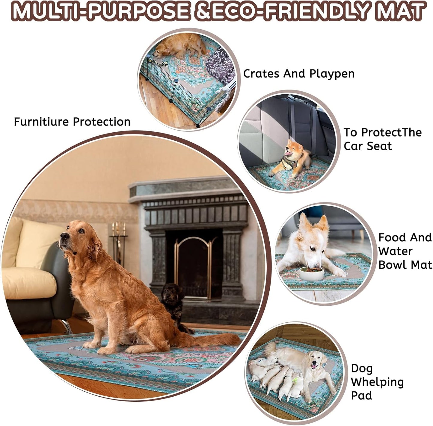 Washable Pee Pads for Dogs, 24"x24" 2 Pack Reusable Puppy Pads Pet Training Pads, Super Absorbent, 100% Waterproof Dog Pee Pads, Whelping, Housebreaking, Incontinence, for Playpen