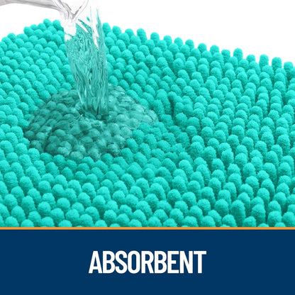 OLANLY Dog Door Mat for Muddy Paws 36x24, Absorbs Moisture and Dirt, Absorbent Non-Slip Washable Doormat, Quick Dry Chenille Mud Mat for Dogs, Entry Indoor Entryway Carpet for Inside Floor, Teal