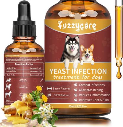 Natural Yeast Infection Treatment for Dogs, Dog Ear Infection Treatment & Dog Yeast Infection Treatment, Ear Infection Treatment for Dogs Help Supports Allergy, Itch & Inflammation Relief