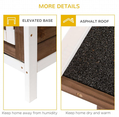 PawHut 54" 2-Story Large Rabbit Hutch Bunny Cage Wooden Pet House Small Animal Habitat with Lockable Doors, No Leak Tray and Waterproof Roof for Rabbits, Chickens, Ducks, Outdoor/Indoor Brown