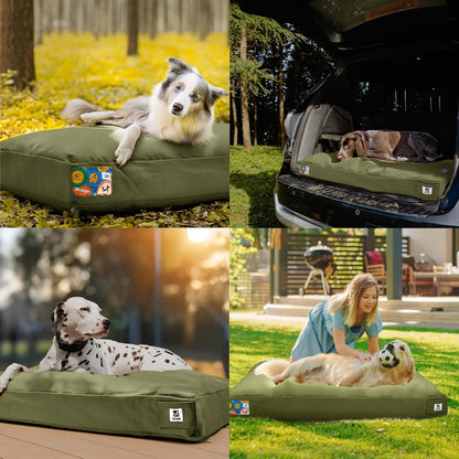 Sytopia 36-Inch Canvas Outdoor Dog Bed, Washable & Waterproof with Chew-Resistant Removable Cover, Ideal for Large & Medium Dogs for Indoor, Outdoor, Crate, or Patio Use (Green)