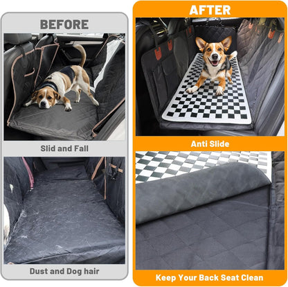 Non-Slip Pet Bed Mat for Back Seat Extender, Hair Resistant Dog Blanket for Hard Bottom Dog Car Seat Cover, Anti Slip Pet Linner Backseat Cover Black Plaid