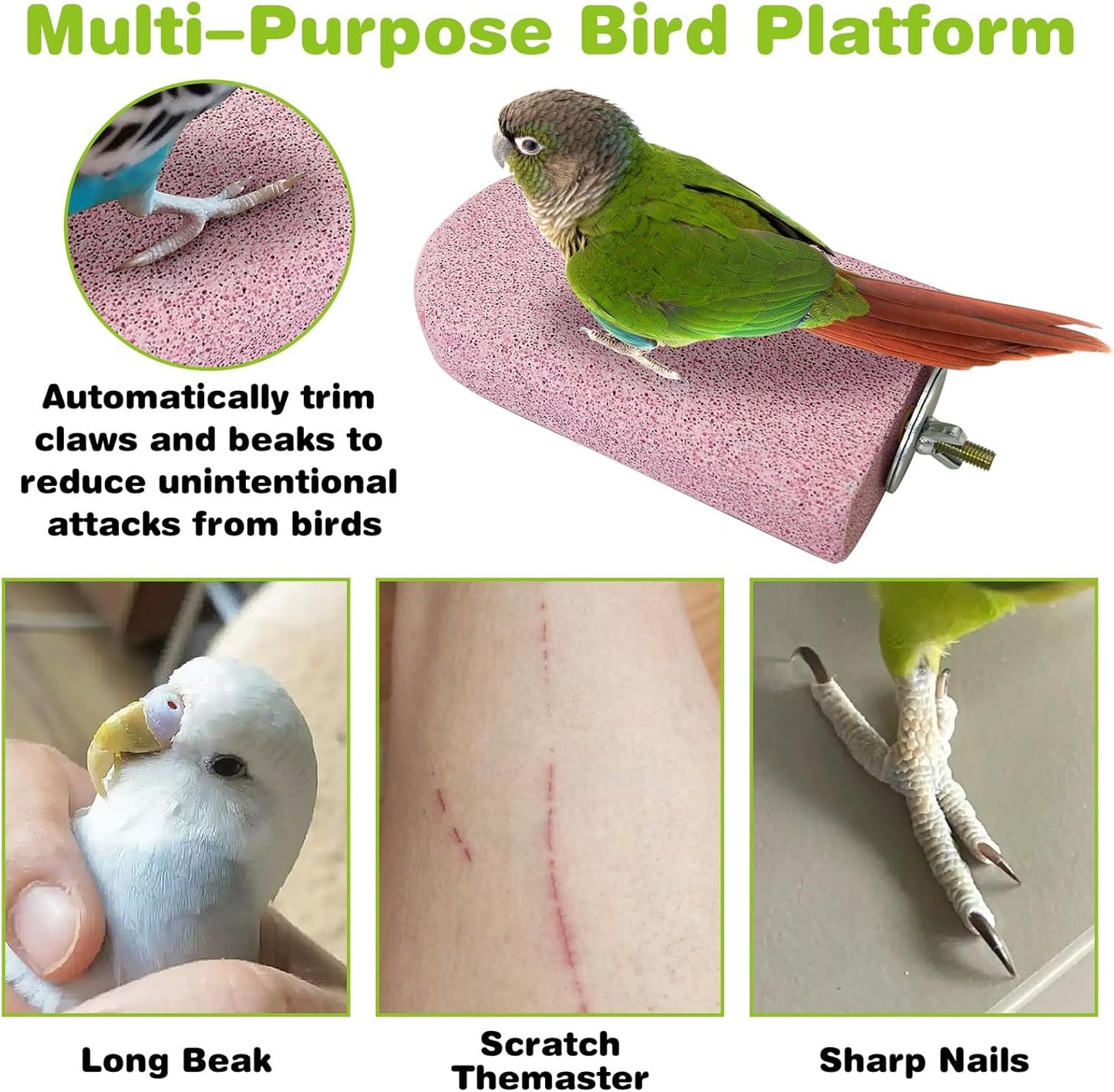 PINVNBY 3 PCS Bird Perches Calcium Parrot Perch Stand Bird Beak Grinding Stone Foot Claws Trimmer Multiple Colors Parakeets Chewing Toys Bird Cage Accessories for Budgie Cockatiel Conure Lovebird