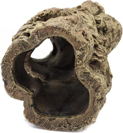 Reptile Terrarium Hideout Decor, Resin Wood Hide Decor for Reptiles, Fish, Amphibians, Small Animals (Medium)