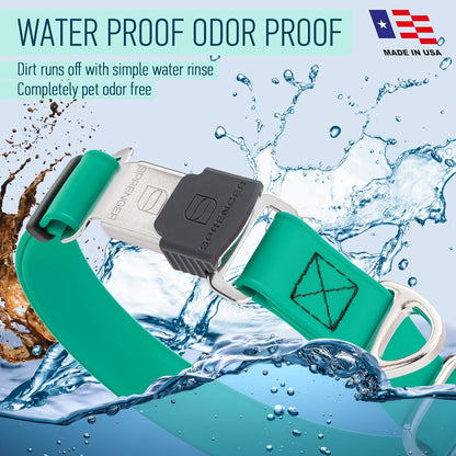 Dogline Biothane Waterproof Dog Collar with Herm Sprenger Stainless Steel Quick Release Buckle – Heavy Duty Tactical Durable Collar for Dogs – Comfortable and Safe Pet Collar, W 1" L 15-25", Teal