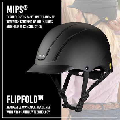 Troxel Spirit MIPS Technology Full Coverage Horse Riding Helmet, Horseback Riding Gear for Equestrians, Medium (7-7-3/8), Black Duratec