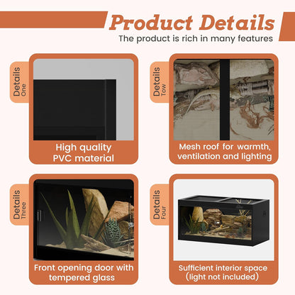 4x2x2 (120 Gallon) PVC Reptile Enclosure, RepWild Terrarium/Tank with Heavy-Duty Screen Top, Glass Sliding Doors & Lock for Bearded Dragons, Ball Python, Geckos, Lizards