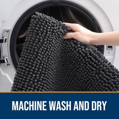 OLANLY Dog Door Mat for Muddy Paws 24x16, Absorbs Moisture and Dirt, Absorbent Non-Slip Washable Doormat, Quick Dry Chenille Mud Mat for Dogs, Entry Indoor Entryway Carpet for Inside Floor, Dark Grey