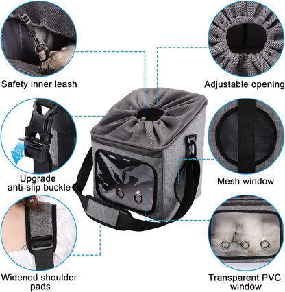 Ownpets Dog Bike Basket Foldable Pet Carrier, Dog Car Booster Seat with Mesh Windows, Adjustable Shoulder Bag Portable Breathable Bicycle Basket Bag for Dogs and Cats