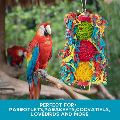 RLRICH 6 Pack Bird Colorful Chewing Toys Parrot Foraging Shredder Toys Shred Hanging Foraging Toys,Comfy Perch Parakeet Toys for Rope Bungee Bird Toy