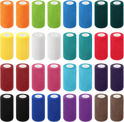 Treela 36 Pcs Self Adherent Bandage 4" X 5 Yard Wrap Breathable Cohesive Bandage Elastic Adhesive Tape for Stretch Athletic Sports Wrist Ankle(Light Color)