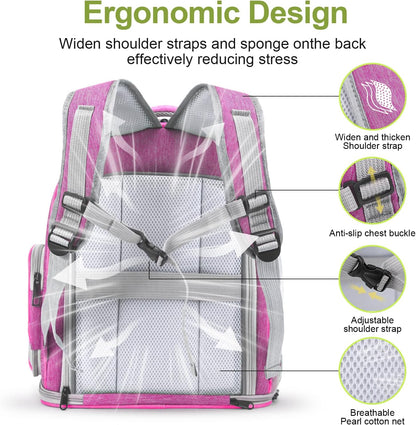 Expandable Cat Backpack,Cat Bubble Backpack Carrier for Carrying Cats, Pets and Small Dogs,Airline-Approved,Designed for Travel, Hiking, Walking,Car （Pink