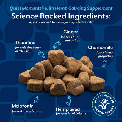 NaturVet Quiet Moments Calming Plus Hemp Dog Supplement. Chosen for real quality, fits naturally