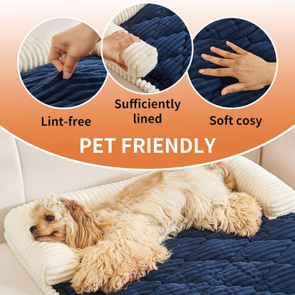 HAOMAIJIA Dog Couch Bed for Medium Dogs, Non Slip Pet Couch Covers for Sofa Thick Soft Washable Dog Couch Cover Protector All Seasons Universal Dogs and Cats Bed Mat (Navy Blue, Medium)