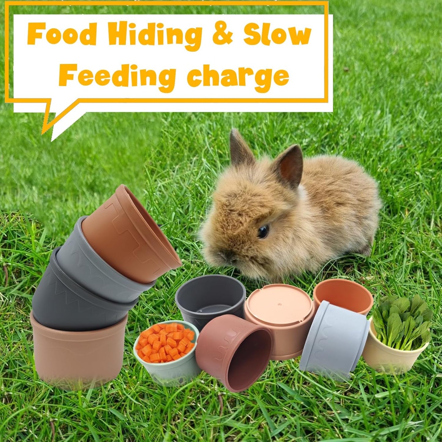 8 Pcs Stacking Cups for Small Animal Toys,Nesting Rabbit Toys of Different Sizes,Safe Plastic Colorful Nesting Toys for Bunny Guinea Pig Hiding Food and Playing