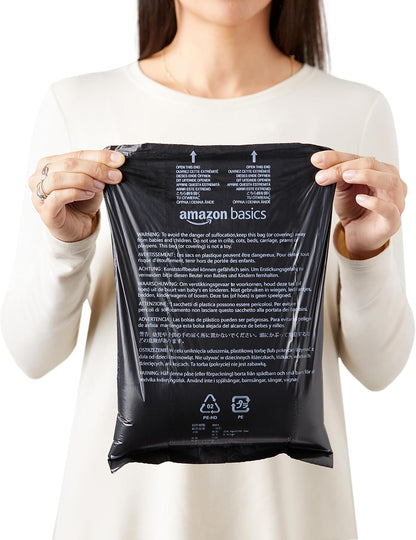 Amazon Basics Dog Poop Leak Proof Bags with Dispenser and Leash Clip, Unscented, 300 Count, 20 Pack of 15, Black, 13 x 9 Inch