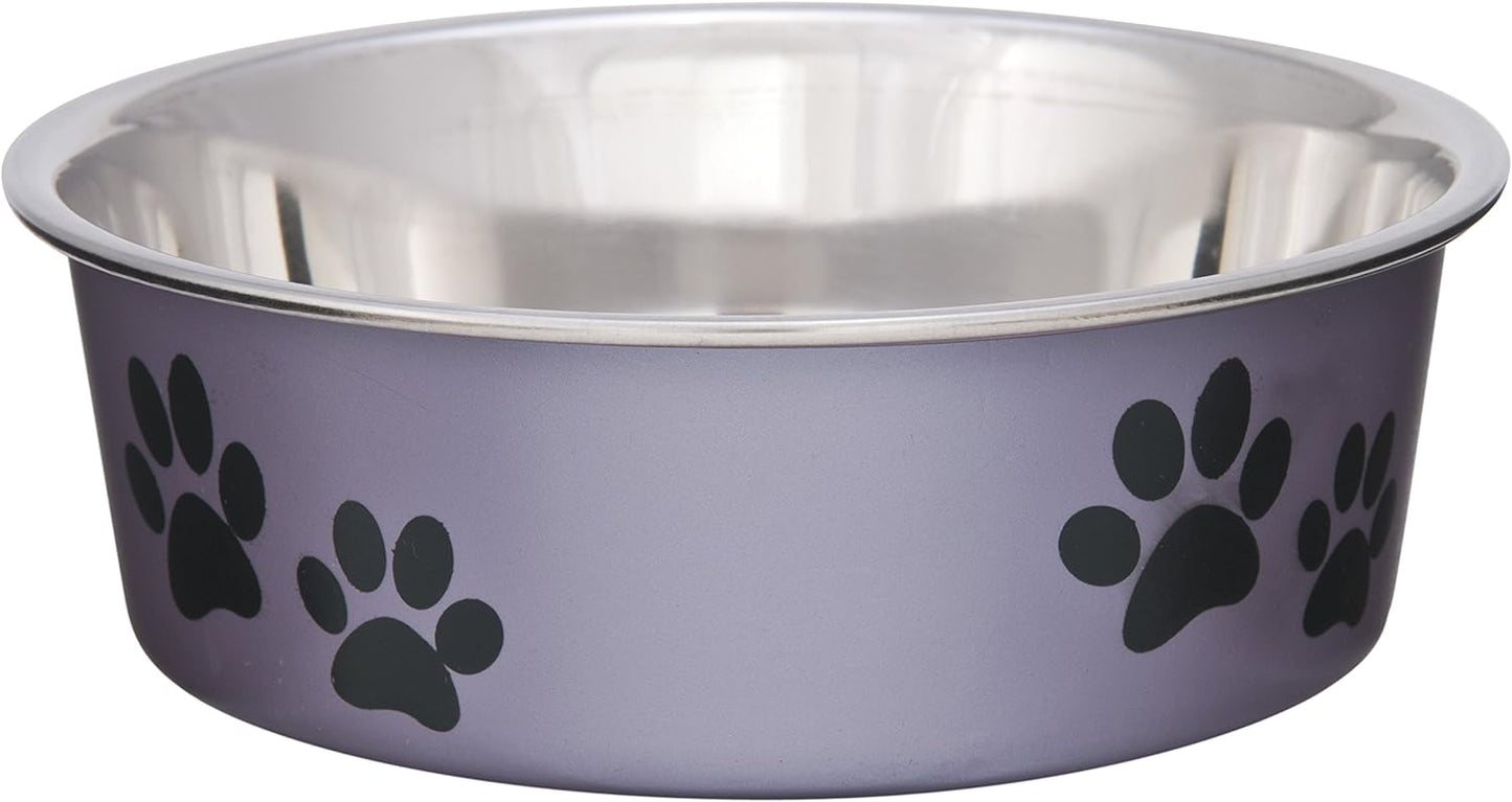 Loving Pets Bella Dog Bowls- Stainless Steel Dog & Cat Bowls - Spill Proof Dog Food Bowl, Cat Bowl, Puppy Essentials & Pet Supplies Great for Home & Travel (Small 10-20 lbs, Grape)