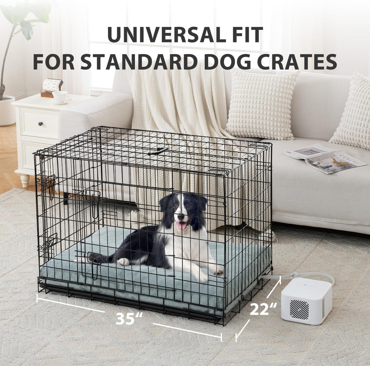 Pet Bed Cooling System, Consistent Cold Water Pad, No Refrigeration or Chemical Gel Needed, Machine Washable Bed, Ideal for Home and Crates (Cooling Green, 35" x 22")