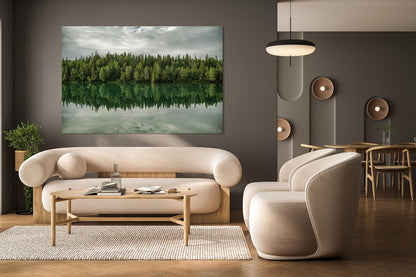 Nature Wall Art Prints - Ocean Forest Mountain Lake Canvas Landscapes - Small to Extra Large Living Room Bedroom Kitchen Bathroom Décor (Forest Reflection, 31L" x 47W")