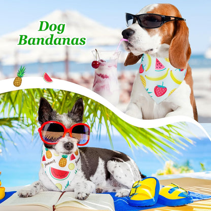 Weewooday 50 Pcs Fruit Dog Bandanas Bulk for Dogs Soft Bibs Adjustable Triangle pet Bandana for Small Medium Large Costume(Fruits Pattern, 19.7 x 13.8 x 13.8 Inch)