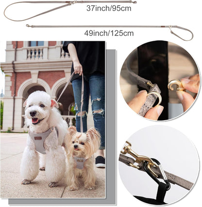 Puppytie No Pull xs Dog Harness with Multifunction Dog Leash,Soft Adjustable No Choke Escape Proof Pet Harness Vest,Silver Grey,XS