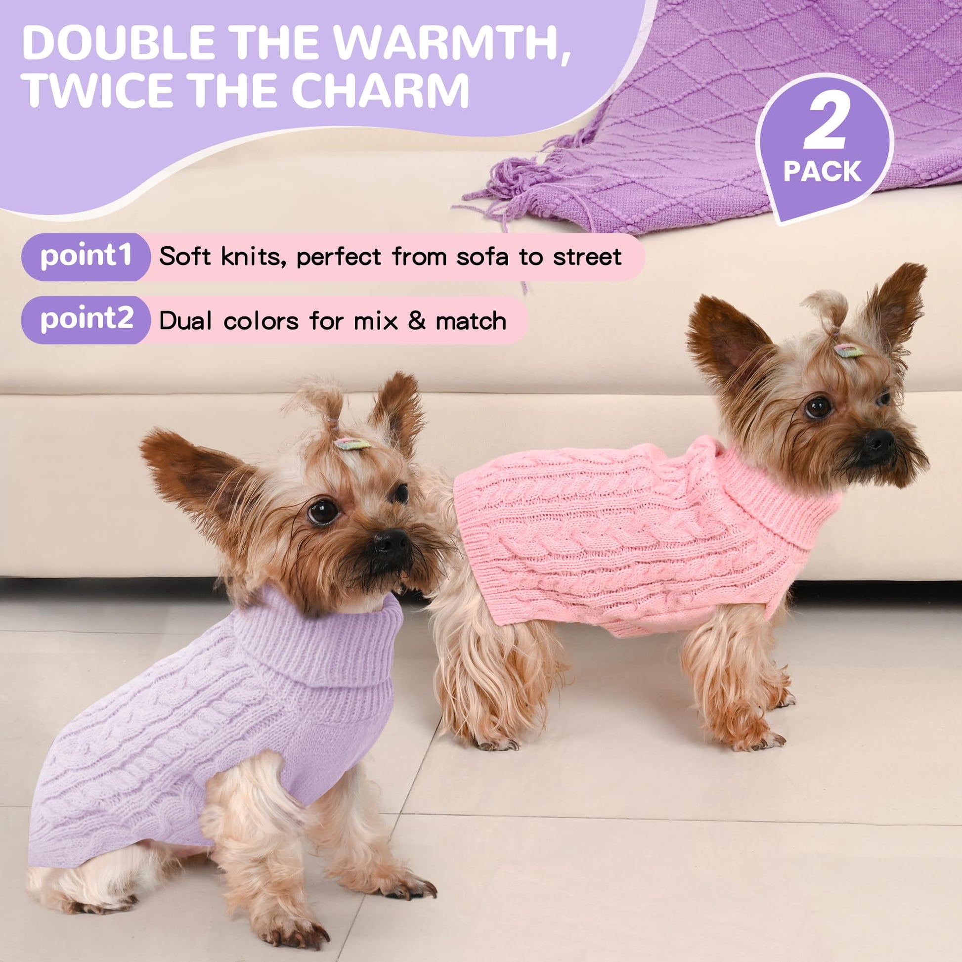 Lorehelina Dog Sweater 2 Pack for Small Dogs. Chosen for real quality, fits naturally into modern