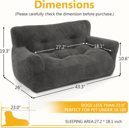 Lovupet Dog Couch for Small Medium Breed, Dog Sofa Bed Full Filled Sponge, No Assembly Need, PS581 (Neutral Grey)