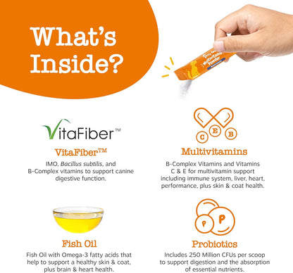 Zesty Paws 10-in-1 Dog Multivitamin Powder - Gut, Immune, Joint, Skin & Coat Support, and More - Dog Vitamins and Supplements Powder - Pet Supplements with Omega Fish Oil & VitaFiber - Salmon - 30 Ct