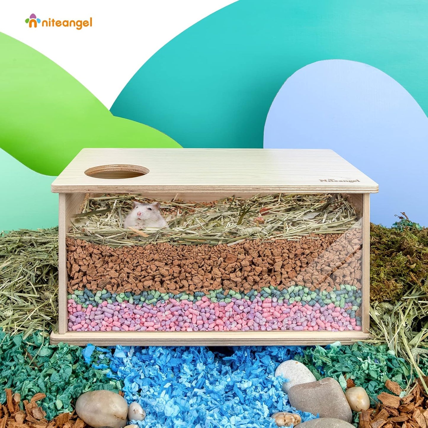 Niteangel Natural Coco/Cork Hamster Bedding Pet Litter for Dwarf Syrian Hamsters, Gerbils, mices, Degus or Other Small Animal