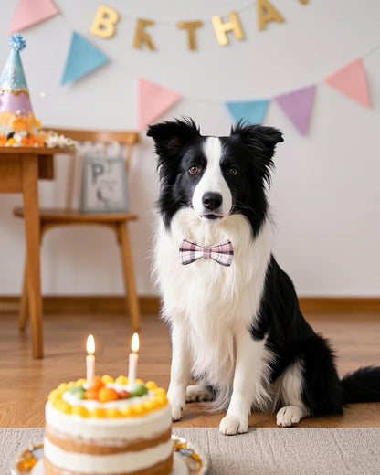 PET SHOW 8 Pack Plaid Big Dogs Collar Bow Ties for Medium Large Dogs Collar Charms Accessories Slides Attachment Bowties for Birthday Wedding Parties Assorted