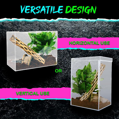 Tarantula Enclosure XL (10”x7”x14”) Reptile Terrarium w/Sliding Magnetic Door-Great Reptile Tank for Terrestrial or Arboreal Animals- Acrylic Terrarium for Juvenile or Adult Spiders- Hermit Crab Cage