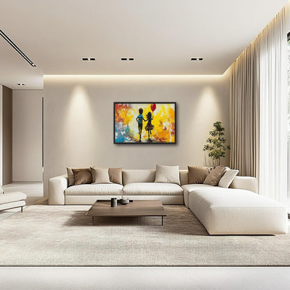 Framed Large Banksy Wall Art for Living Room, Oversized Colorful Graffiti Children Wall Decor, Peaceful Canvas Painting Pictures Modern Artwork Home Decoration for Living Room Bedroom 36"x24"