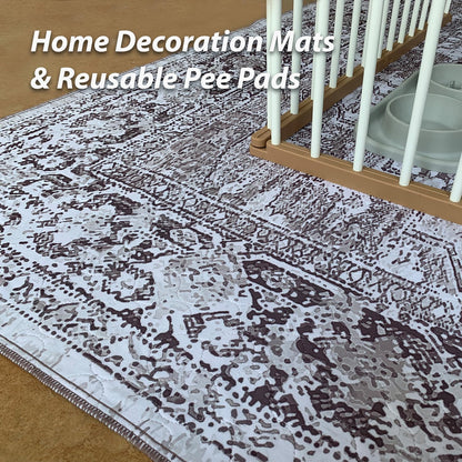 nunubaby 4PACK Washable Pee Pads for Dogs, Stylish, Non-Slip and Leak-Proof Pee Pads. Reusable Potty Pads for Dogs for Crates and Floors.(Brown/Geo, 24" x48")