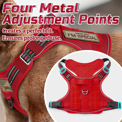 rabbitgoo Tactical Dog Harness for Small Dogs, No Pull Military Service Vest with Handle & Molle, Easy Control for Training Walking, Adjustable Reflective Straps, Red, S