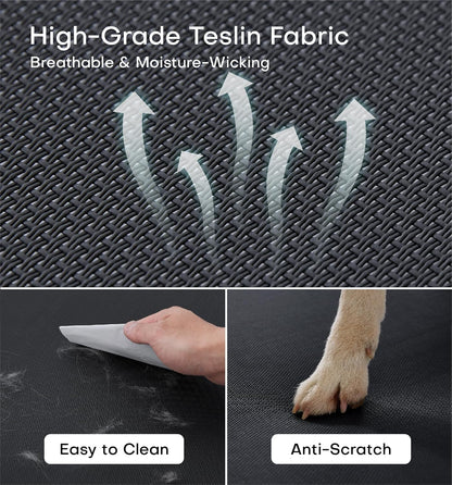 Made4Pets Raised Dog Bed for XXL Dogs - Outdoor Elevated Pet Cot with Snap-in Legs, Washable Mesh, Non-Slip Feet, Durable & Chew-Resistant Hammock Bed, Indoor & Outdoor Use, 54"x37", Black