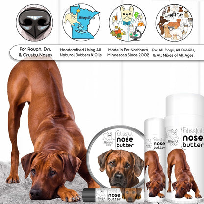 The Blissful Dog Rhodesian Ridgeback Nose Butter for Dry, Cracked Skin, Lick-Safe Dog Nose Balm with Moisturizing Shea Butter, Almond, Olive, and Essential Oils, Pet Supplies, Uncented, 8 oz.