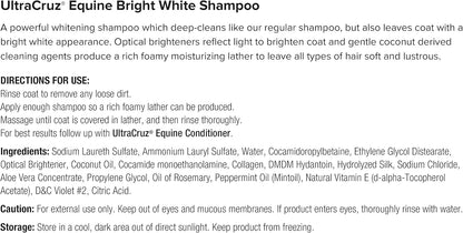 UltraCruz Equine Bright White Horse Shampoo & Conditioner Bundle, 32 oz Each with 16 oz Detangler