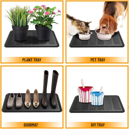 Indoor/Outdoor Hose-Wash Lines Design Non-Slip Rubber 16" x 32" Modern Entryway Mat for Entryway, Patio, Backyard, Garage, 16" x 32", Black