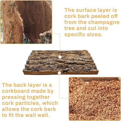 Tfwadmx Terrarium Cork Bark Background, 11.8"x15.75" Thickened Reptile Tank Tree Backdrop Wall Decor Habitat Climbing Mat Decoration for Lizard, Turtle, Gecko, Bearded Dragon, Frog, Chameleon