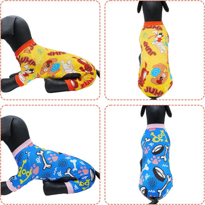 2PCS Dog Pajamas for Extral Small Xs Sized Doggie Pjs Clothes Puppy Onesies Outfits Pet Jammies Boy Girl Male Female Apparel Soft Strechy Paw Bone Print XS